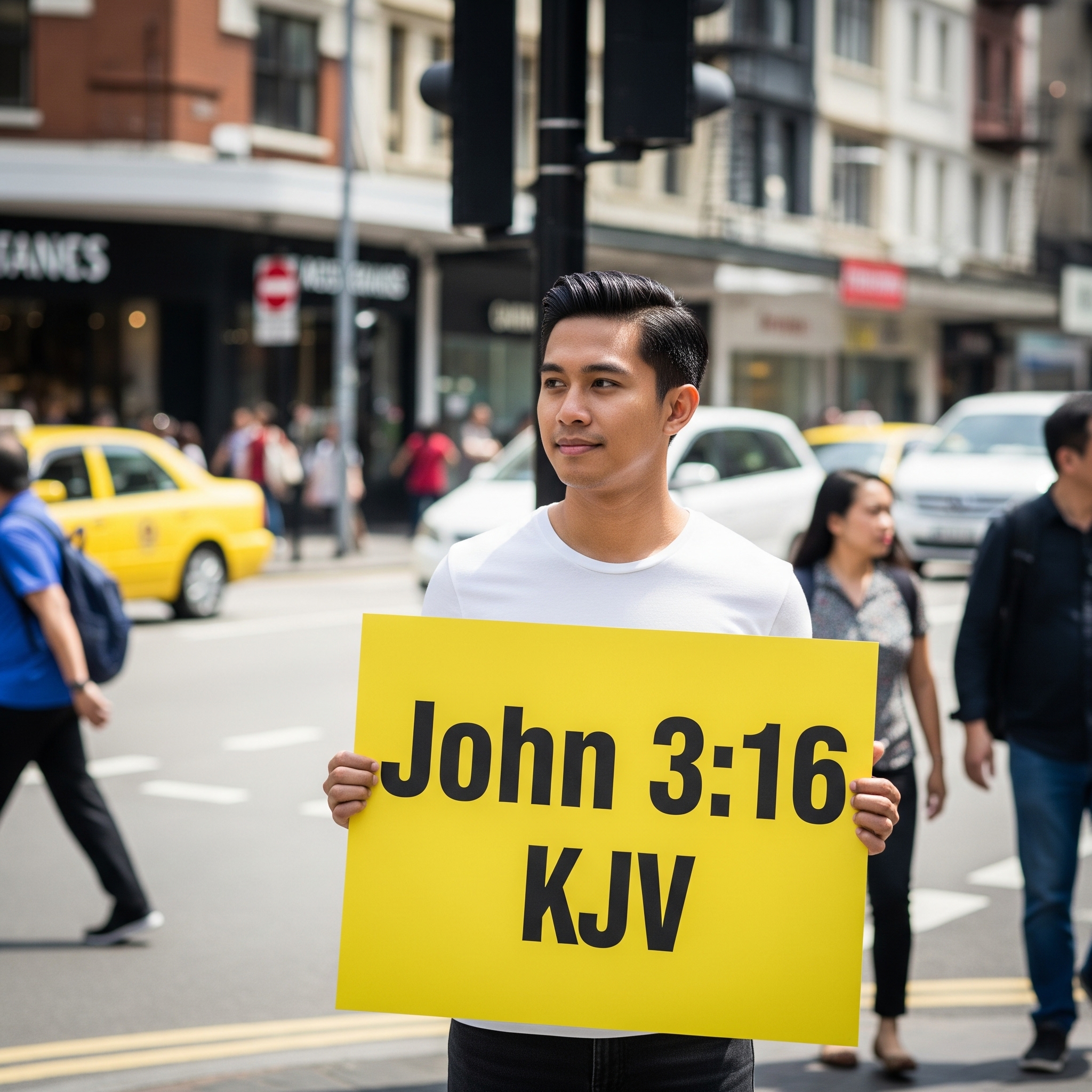 Make a difference - man holding sign John 3:16